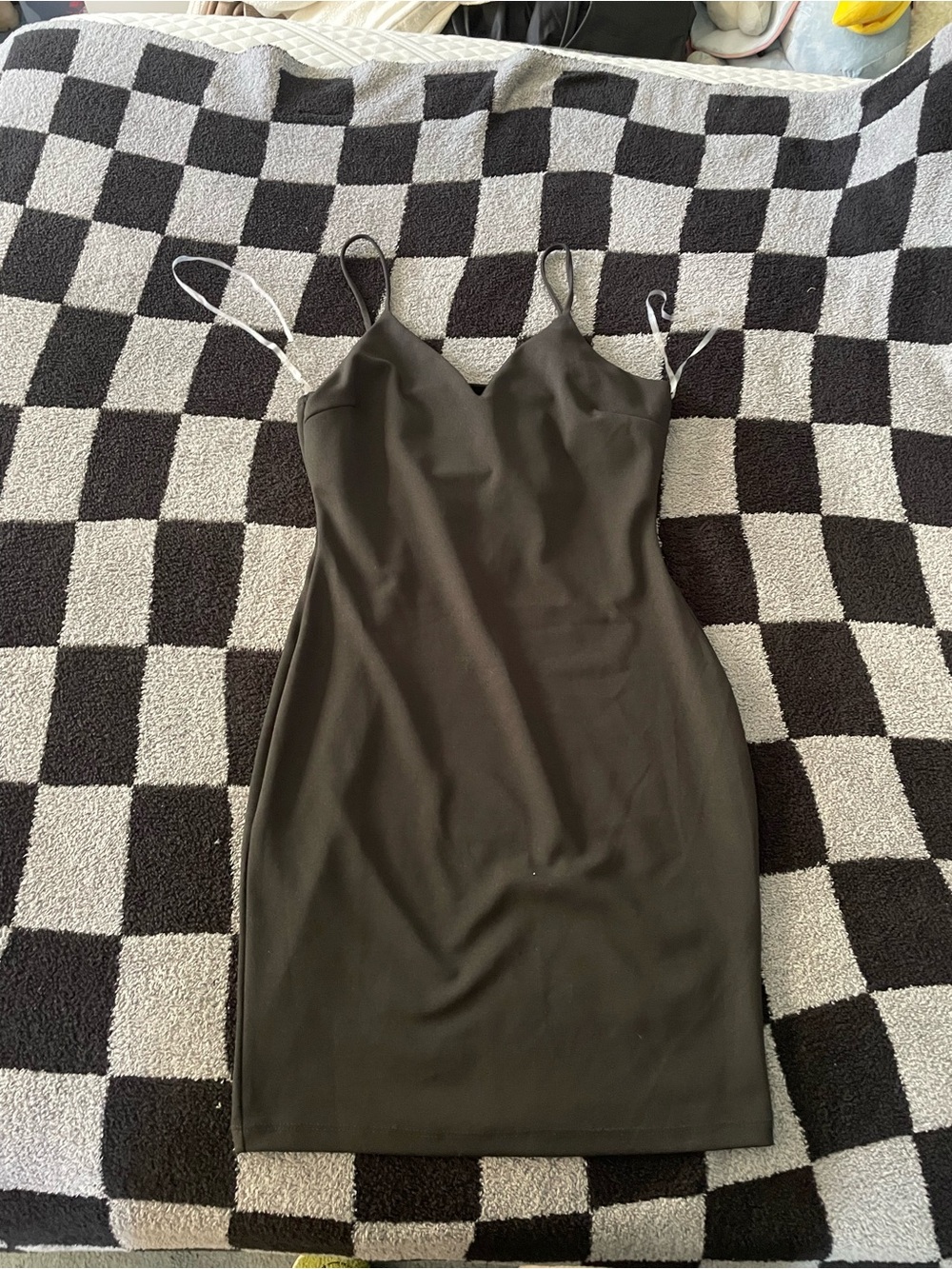 Spaghetti Strap Slip Dress in black